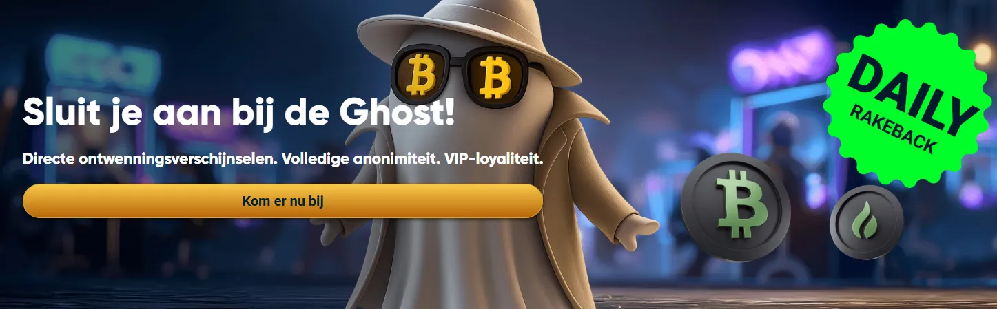 Ghostino Casino online banner met bonussen en casinospellen