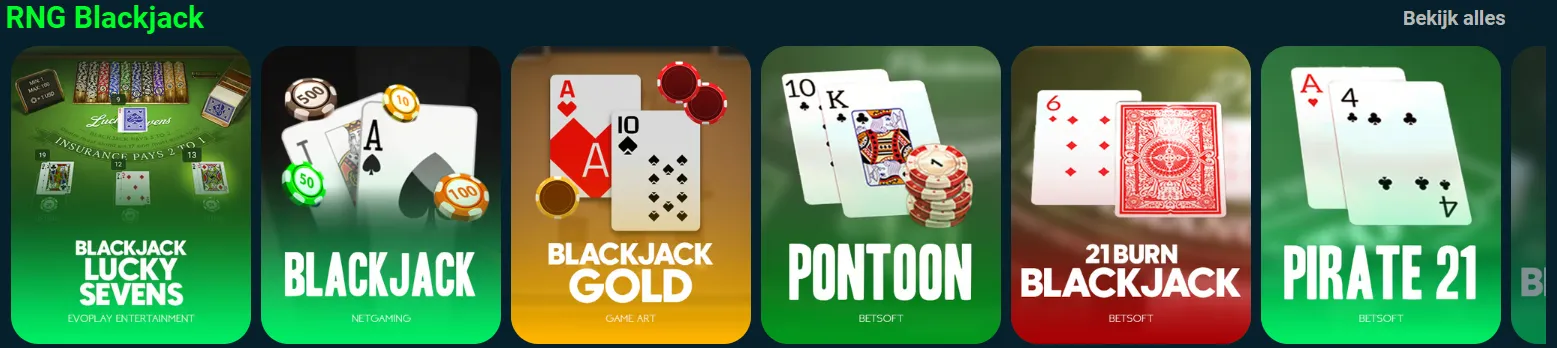 Tafelspellen zoals roulette en blackjack bij Ghostino Casino